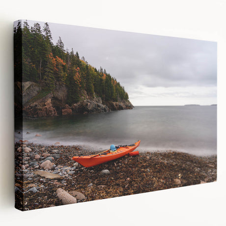 Acadia National Park scenery on large stretched canvas, featuring vibrant green and blue tones.