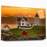 Acrylic print of a serene Maine landscape in soft blue and green tones, ideal for bedroom or dining room decor.