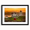 Abstract art print depicting a vibrant Maine scenery in textured colors on a large framed canvas.