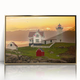 Framed acrylic print of a serene Maine landscape in muted earth tones, ideal for modern art wall decor.