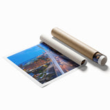 Extra large rolled print of Boston scenery with pastel floral designs, ideal for classy bathroom wall art.
