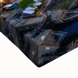 Black and white landscape art painting of Boston skyline on large stretched canvas, suitable for bedroom wall decor.