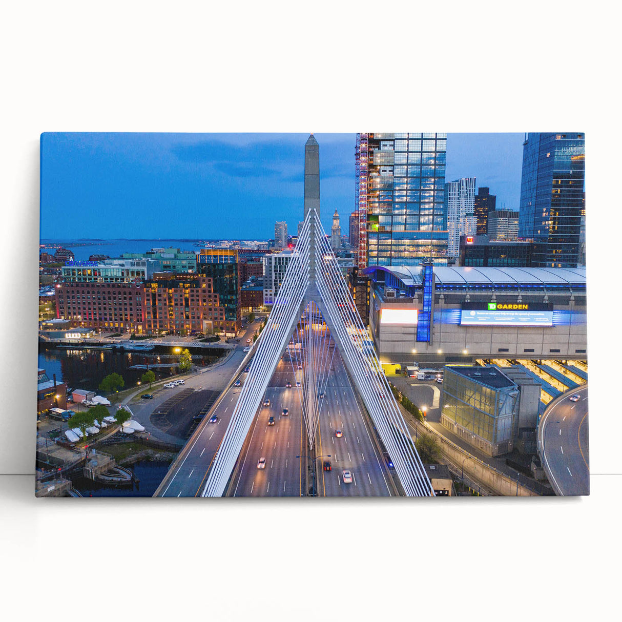 Black and white large canvas print of Boston cityscape, ideal for kitchen wall art or bedroom decor.