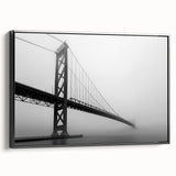 Black and white framed canvas of Detroit landscape, ideal for bedroom wall art in vintage poster style.
