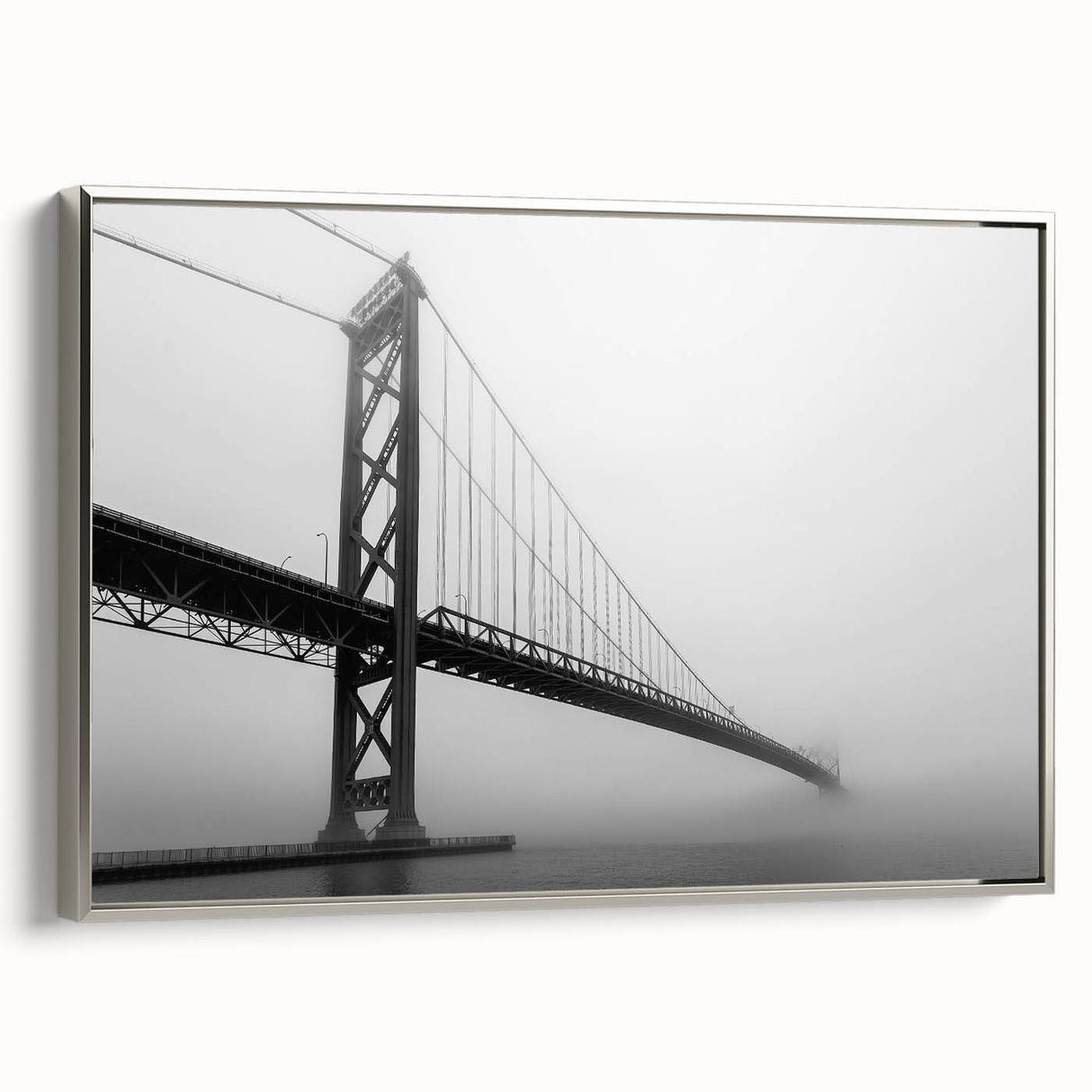 Framed canvas of a vintage-style Detroit landscape in colorful hues, ideal for office wall decor.
