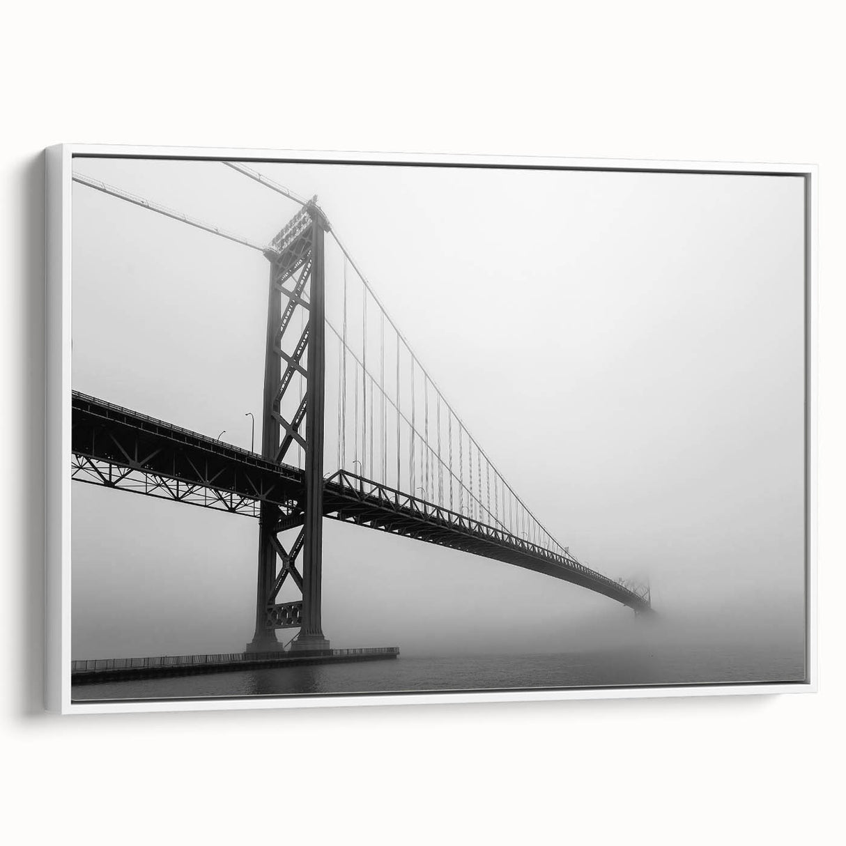 Vintage poster art of Detroit skyline in vibrant colors on a large framed canvas, ideal for living room decor.