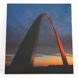 Black and white stretched canvas of St. Louis skyline, ideal for kitchen wall art or bedroom ambiance.