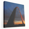 St. Louis skyline in neutral tones on a large stretched canvas, suitable for kitchen wall art.