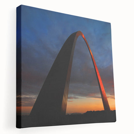 St. Louis skyline in neutral tones on a large stretched canvas, suitable for kitchen wall art.