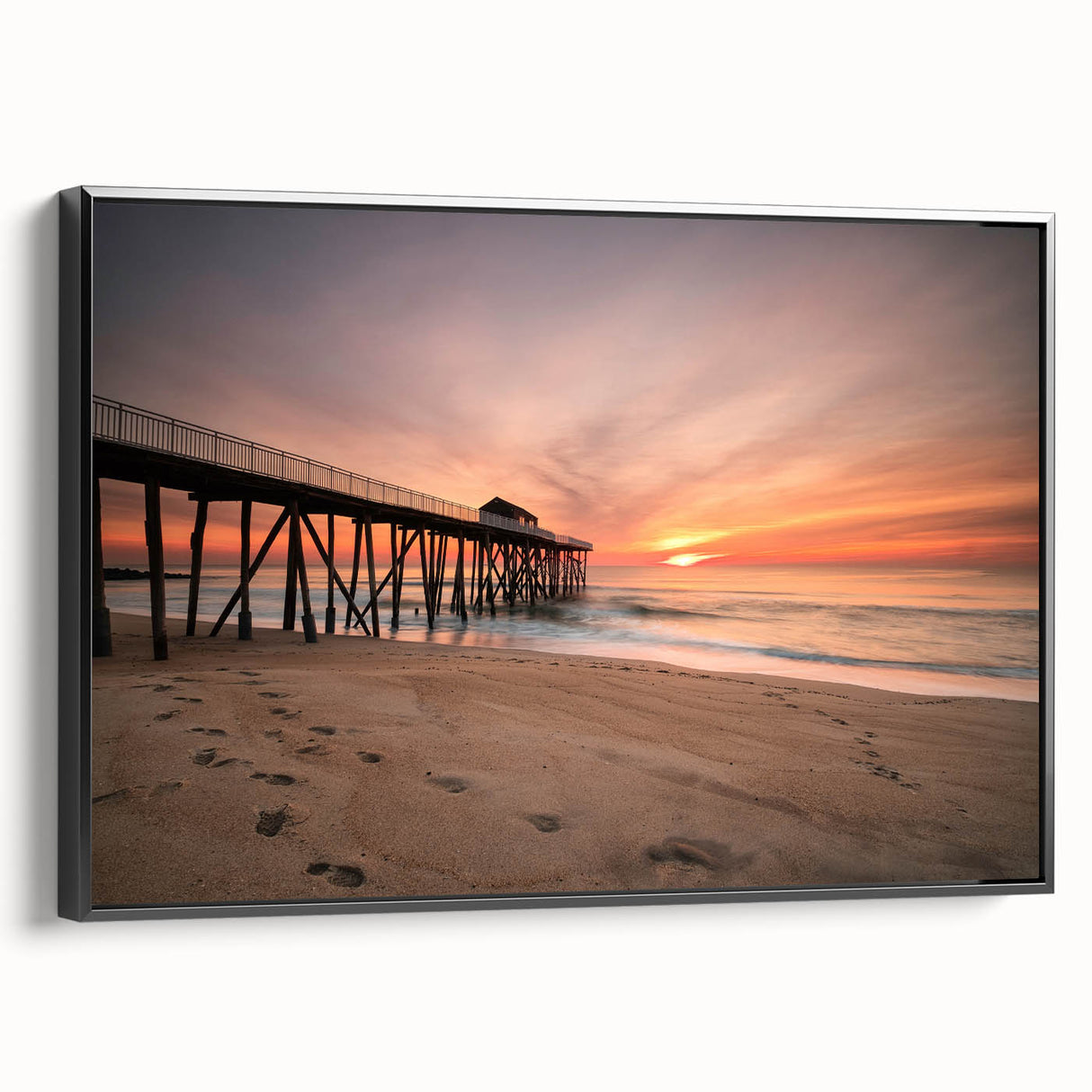 Black and white framed canvas of a New Jersey landscape, ideal for bedroom wall art.