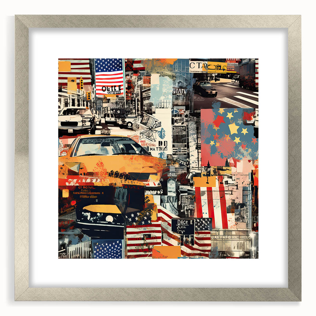 Textured abstract art print of Manhattan skyline in muted gray tones on a framed canvas, ideal for bedroom art.