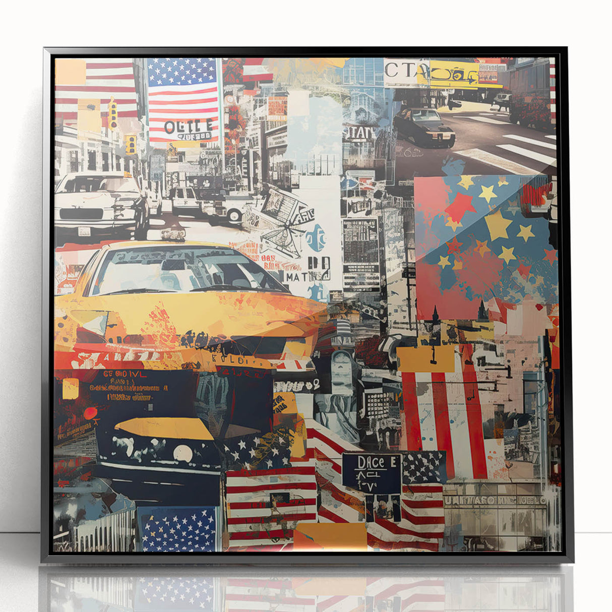 Large abstract wall art depicting Manhattan skyline in muted gray tones, framed acrylic print.
