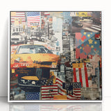 Art deco style poster of Manhattan skyline in monochrome tones, acrylic framed, suitable for modern art wall decor.
