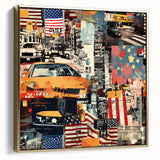 Framed canvas of Manhattan skyline in black and silver tones, ideal for bedroom wall art.