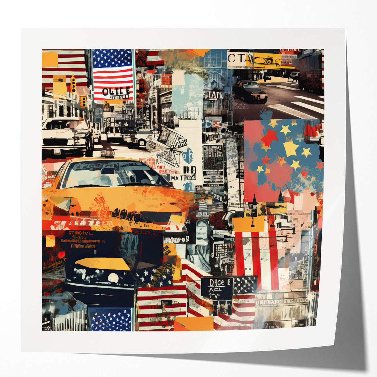 Extra large rolled print of Manhattan skyline in muted gray and blue tones, ideal for art wall dining room.