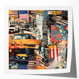 Extra large rolled print of Manhattan skyline in muted gray and blue tones, ideal for art wall dining room.