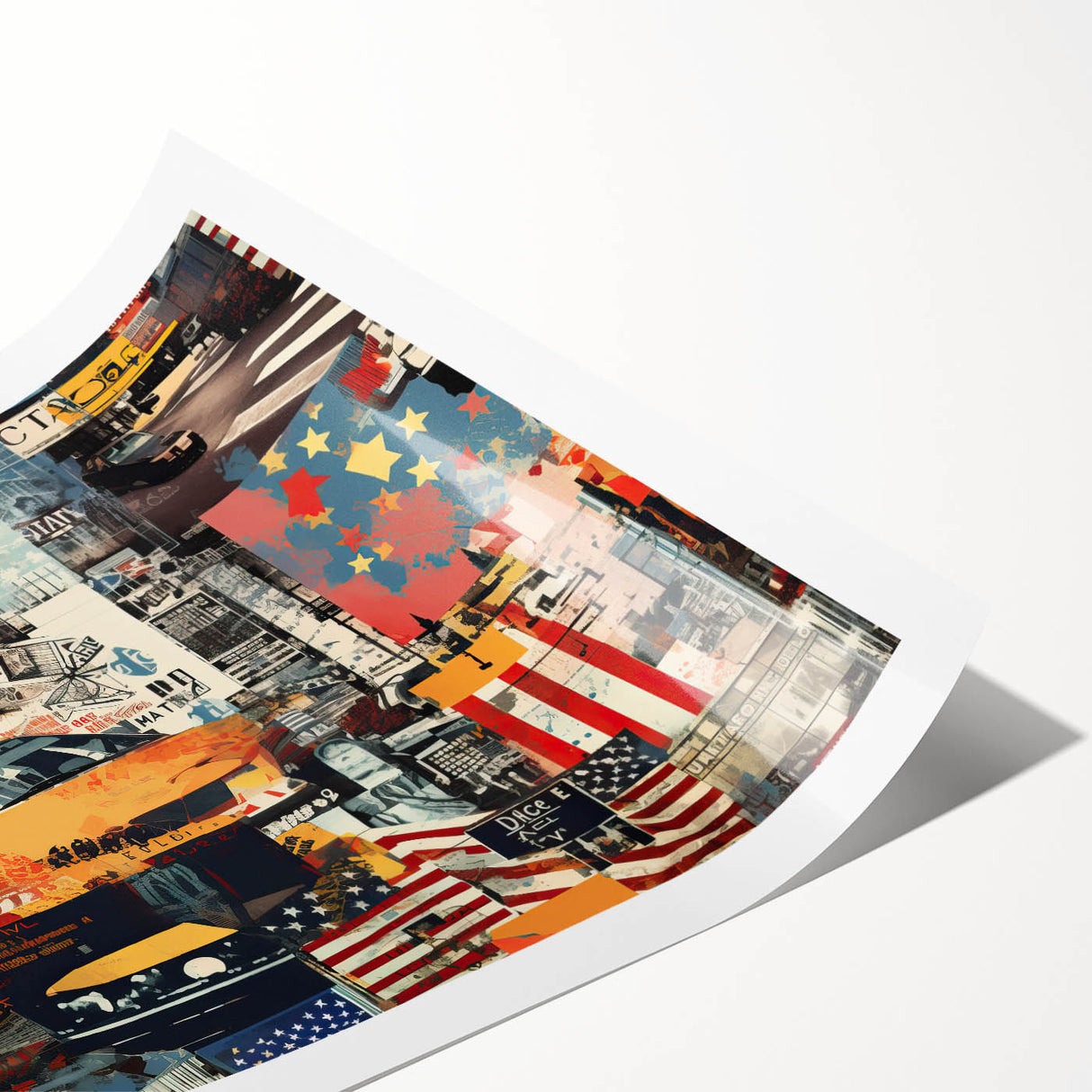 Extra large rolled print of line art flowers over a Manhattan skyline in black and white.