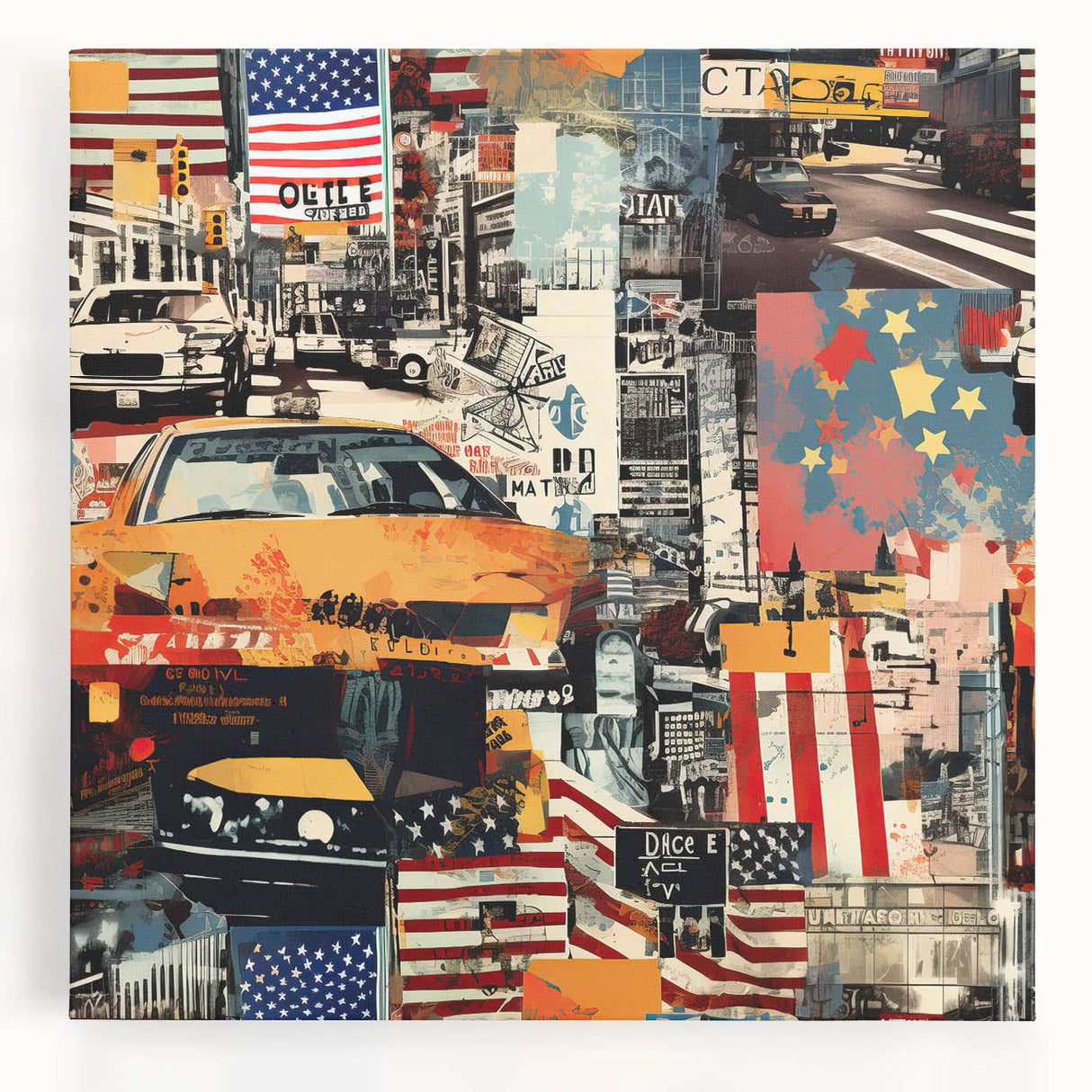 Black and white large art print of Manhattan skyline on stretched canvas, suitable for kitchen wall art.