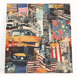 Black and white print of Manhattan skyline on large stretched canvas, ideal for kitchen wall art or bedroom decor.