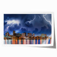 Extra large rolled print of Portland, Oregon scenery in muted green and blue tones, ideal for dining room wall art.