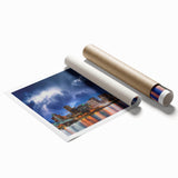 Rolled print of Portland, Oregon scenery with lush greenery and floral elements.
