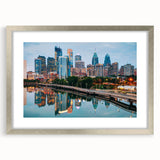 Textured abstract art print depicting a serene Pennsylvania landscape in muted earth tones, framed in silver.