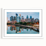 Abstract art print of Pennsylvania scenery in muted earth tones, framed with a white mat, ideal for dining room decor.