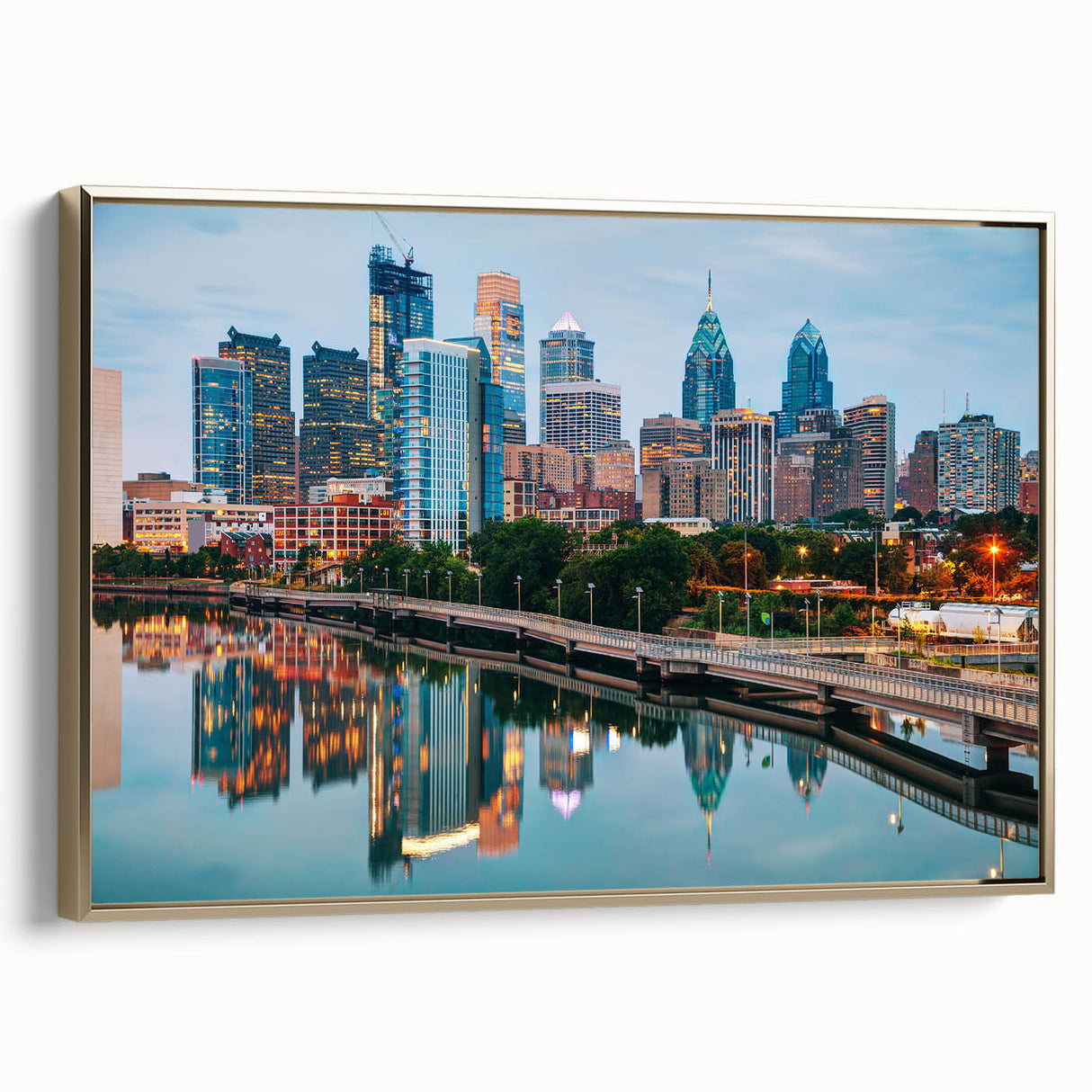 Framed canvas depicting a vintage-style Pennsylvania landscape in muted earth tones, ideal for bedroom wall art.