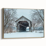 Framed canvas of a Vermont landscape in muted earth tones, ideal for bedroom wall art.