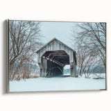 Landscape painting of Vermont scenery on a framed canvas, featuring muted earth tones and a vintage style.