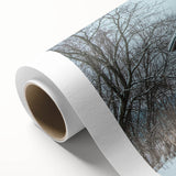 Art Deco style Vermont landscape on rolled canvas, featuring pastel hues, ideal for nursery wall art.