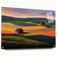 Acrylic print of a panoramic Palouse landscape in muted earth tones, suitable for bedroom or dining room decor.