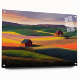 Acrylic print of a panoramic Palouse landscape in muted earth tones, suitable for bedroom or dining room decor.