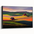 Black and white wall art featuring a vintage-style landscape of the Palouse region on a framed canvas.