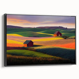 Black and white wall art featuring a vintage-style landscape of the Palouse region on a framed canvas.