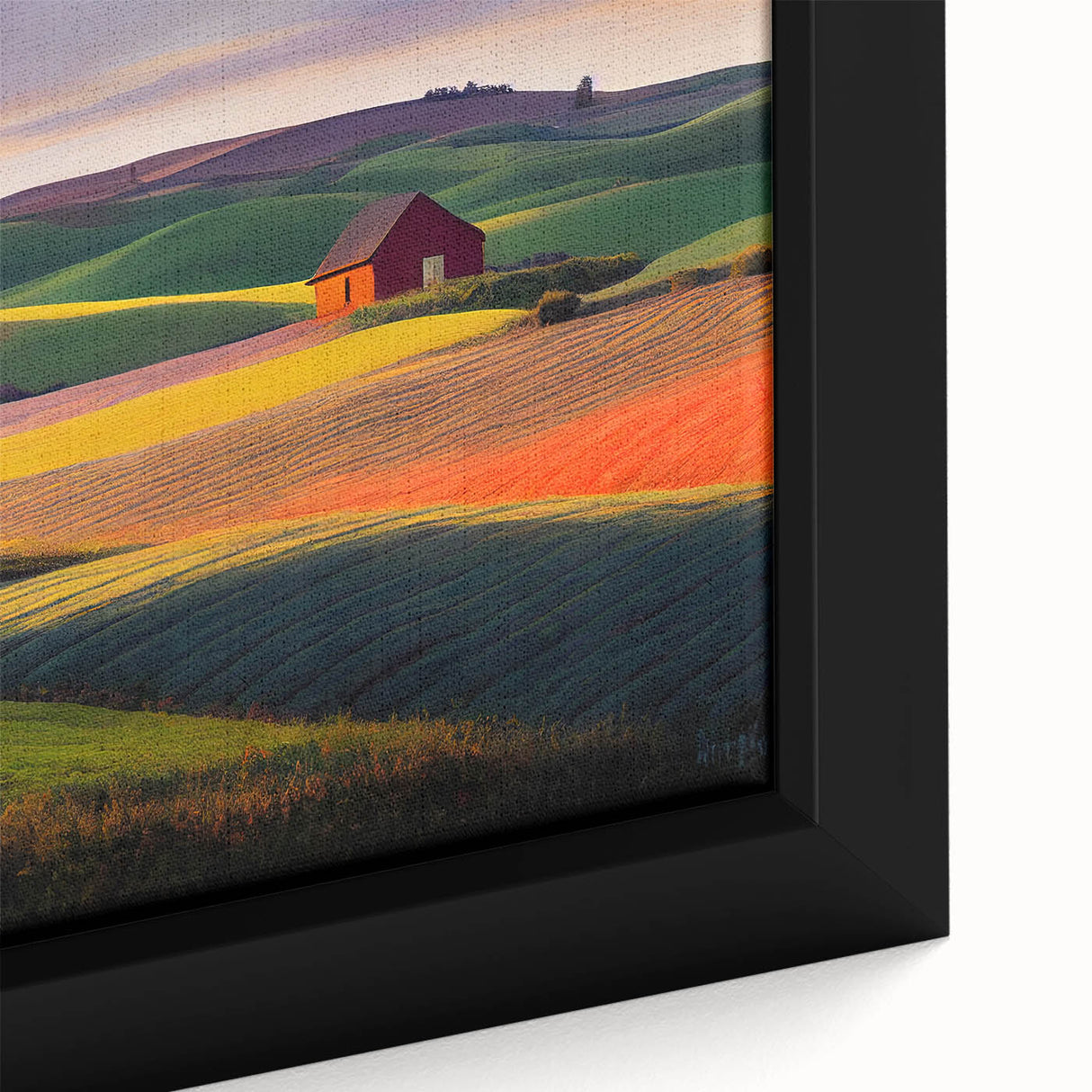 Extra large framed canvas featuring a textured black wall art of the Palouse scenery, ideal for living room decor.