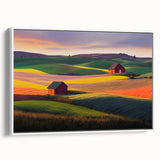 Vintage poster art of Palouse, Washington in vibrant colors on a framed canvas, ideal for living room decor.