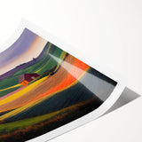 Extra large wall art featuring line art flowers in soft hues on a rolled print, suitable for large living room decor.