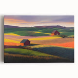 Black and white photo of Palouse fields on stretched canvas, ideal for kitchen art.