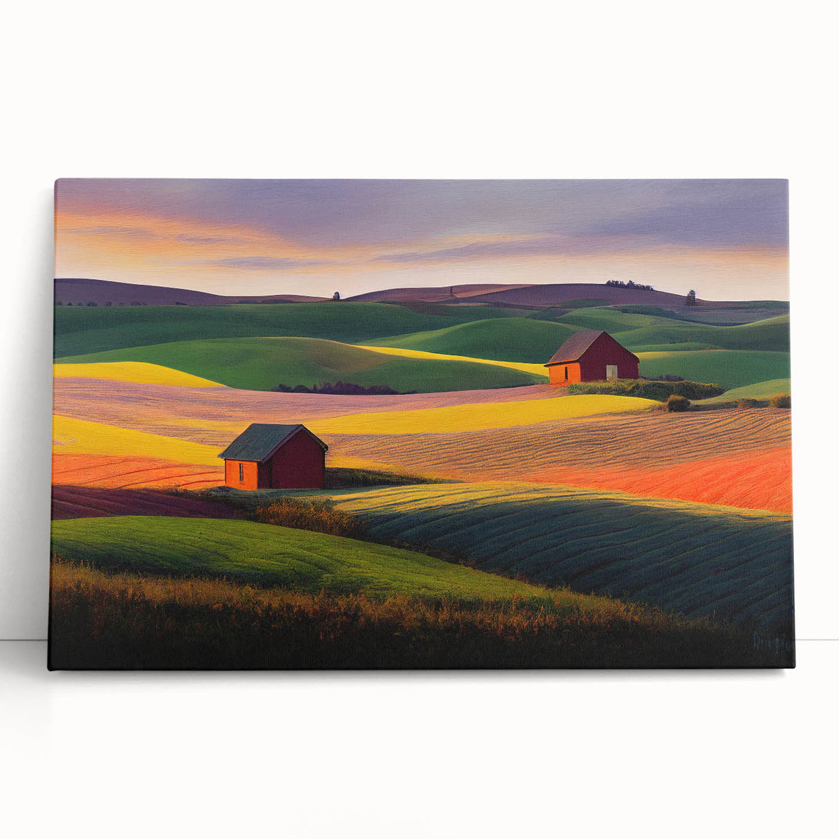 Black and white panoramic photograph of Palouse hills on stretched canvas, ideal for kitchen wall art or bedroom ambiance.
