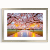 Textured art print of abstract Seattle skyline in cool gray and blue tones on a framed acrylic mat.