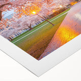 Art deco poster of Seattle skyline in muted gray and blue tones on rolled canvas, suitable for dining room wall art.