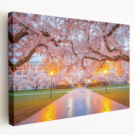 Stretched canvas of Seattle skyline in muted blue tones, ideal for kitchen wall art.
