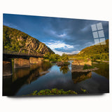 Large abstract wall art of West Virginia scenery in muted earth tones on acrylic glass.