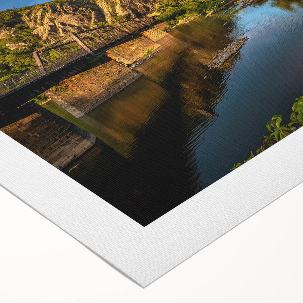 Art deco poster of West Virginia scenery in muted earth tones on rolled canvas, suitable for dining room or bathroom.