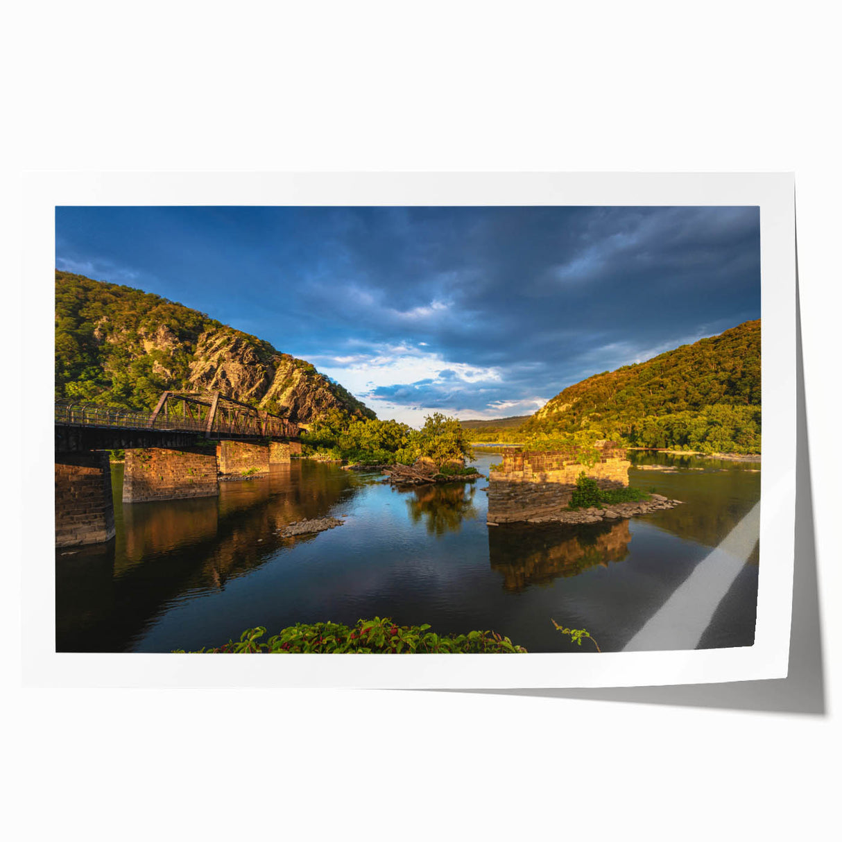 Rolled print of a West Virginia landscape featuring green hues and floral elements, ideal for art wall dining room.