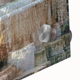 Large abstract wall art of Yellowstone scenery in muted earth tones on acrylic glass, ideal for dining room ambiance.