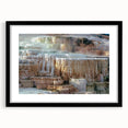 Extra large abstract art print featuring a colorful, textured depiction of Yellowstone scenery, framed in black.