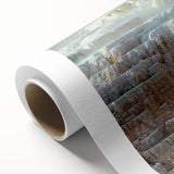 Art deco poster of Yellowstone scenery in muted earth tones on rolled canvas, ideal for nursery wall art.