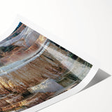 Extra large wall art featuring line art flowers, in muted earth tones on a rolled print.